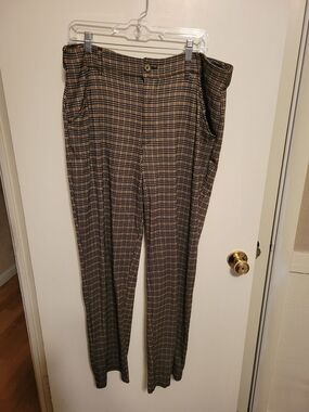 Time and Tru Brown Plaid Trousers